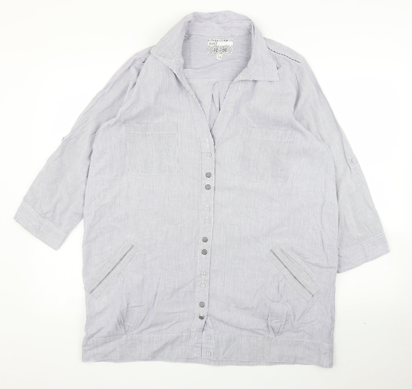 NEXT Womens Blue Striped  Basic Blouse Size 18