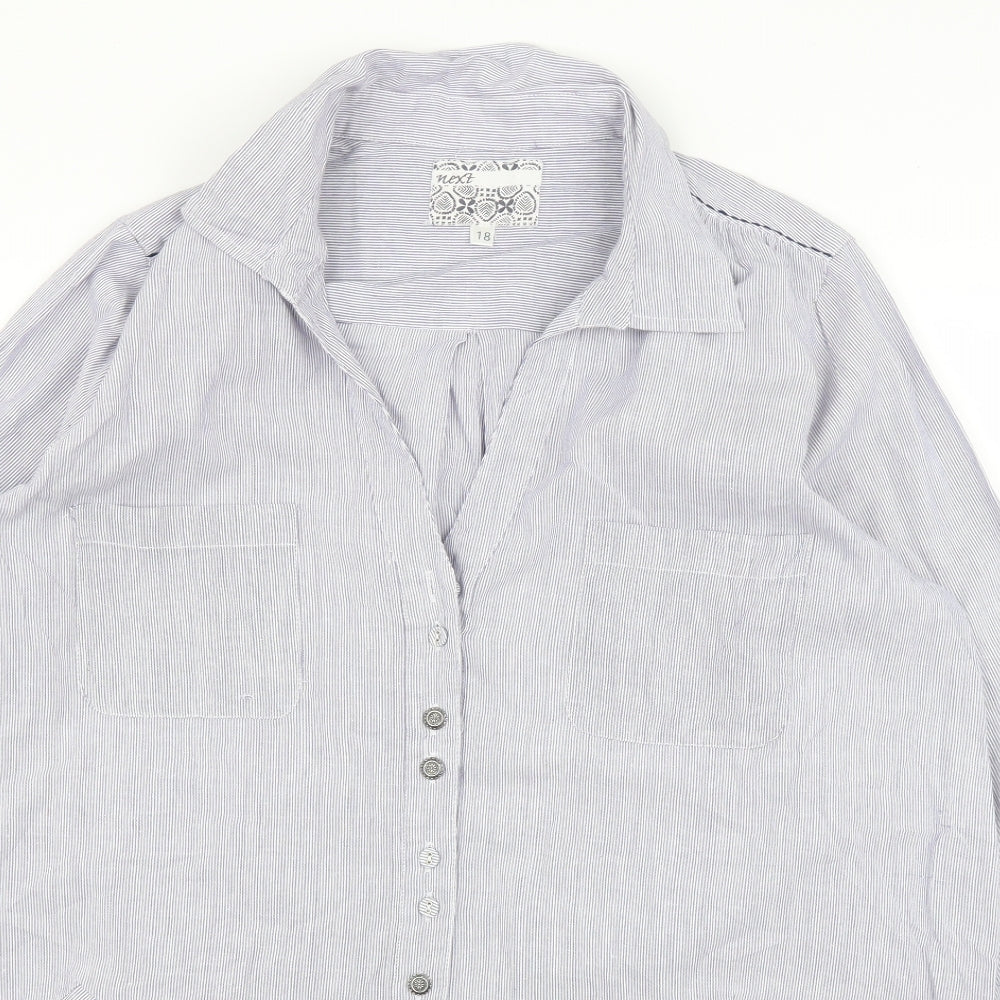 NEXT Womens Blue Striped  Basic Blouse Size 18