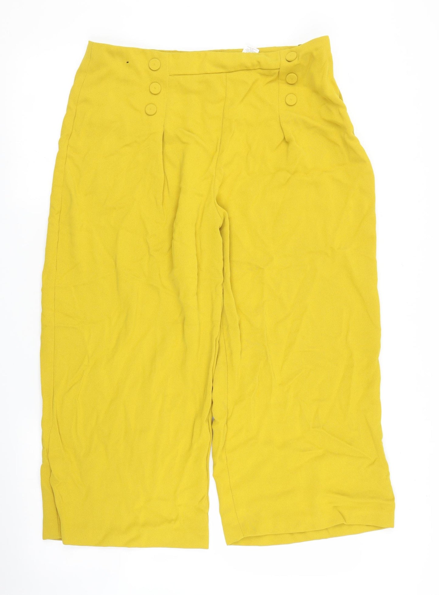 NEXT Womens Yellow   Capri Trousers Size 14 L20 in