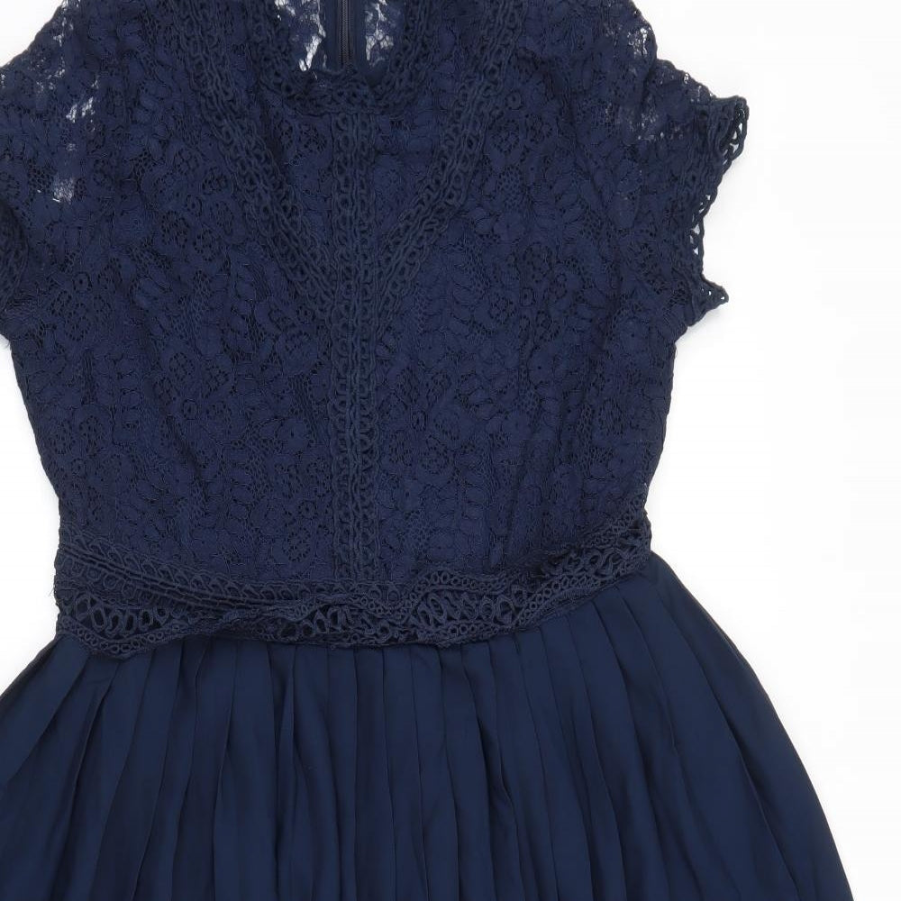Coast Womens Blue Floral Lace A-Line  Size 14