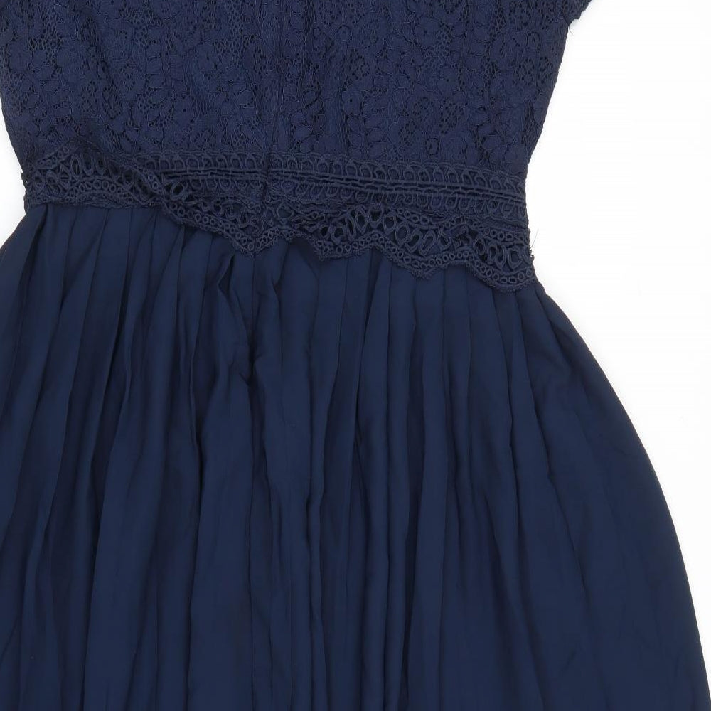 Coast Womens Blue Floral Lace A-Line  Size 14