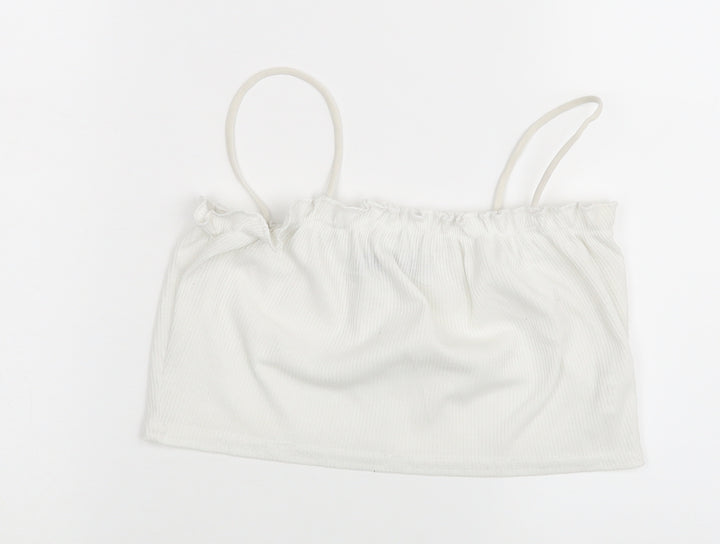 Nasty Gal Womens White Cropped Tank Size 8