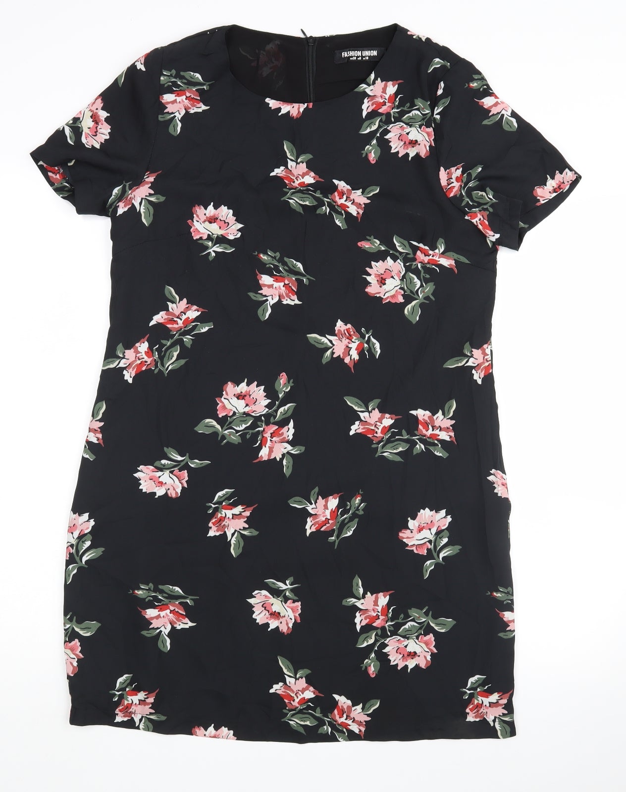Fashion Union Womens Black Floral  Shift  Size 10