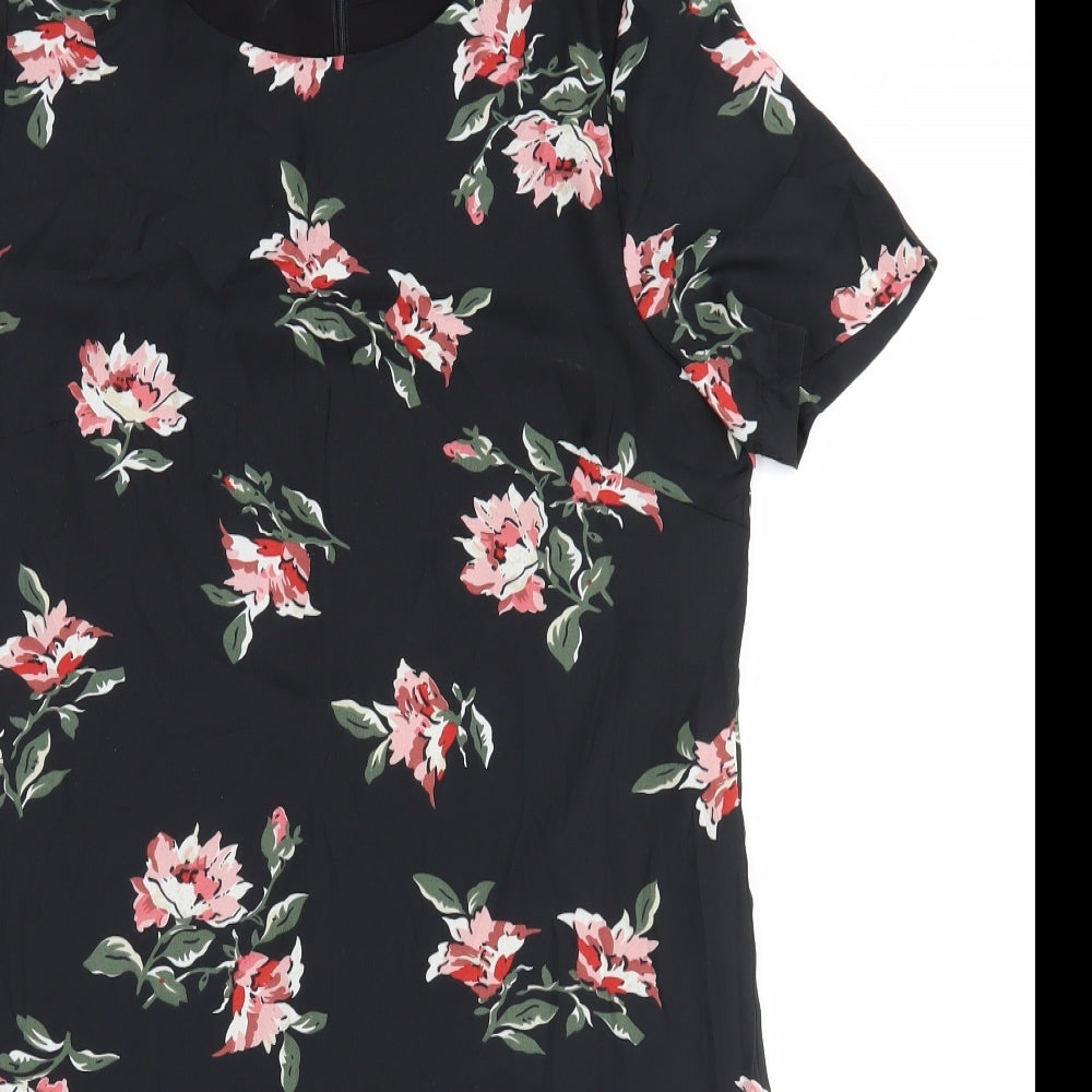 Fashion Union Womens Black Floral  Shift  Size 10