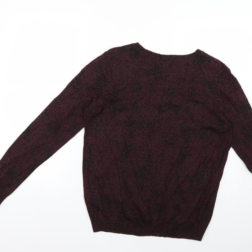 Warehouse Womens Purple Animal Print  Pullover Jumper Size 14