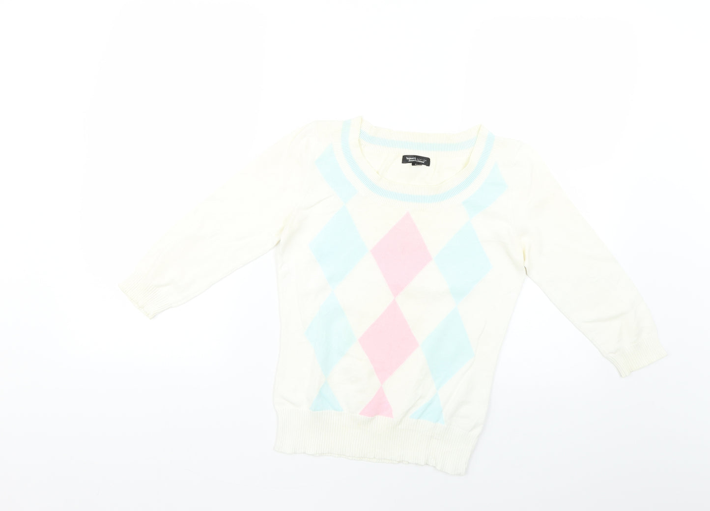 Bossini Womens Multicoloured Argyle/Diamond  Pullover Jumper Size XS
