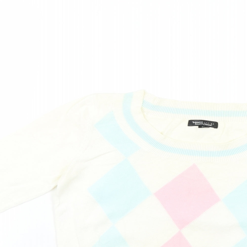 Bossini Womens Multicoloured Argyle/Diamond  Pullover Jumper Size XS