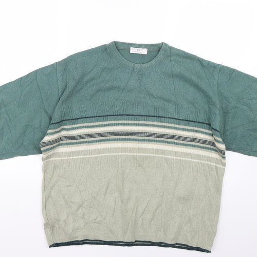 Essentials Mens Green Geometric  Pullover Jumper Size M