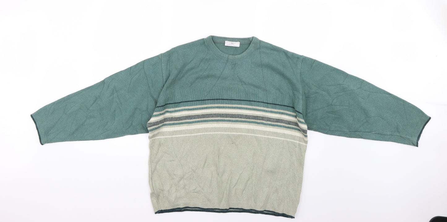 Essentials Mens Green Geometric  Pullover Jumper Size M