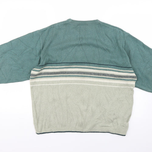 Essentials Mens Green Geometric  Pullover Jumper Size M