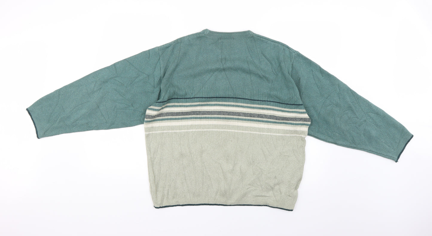 Essentials Mens Green Geometric  Pullover Jumper Size M