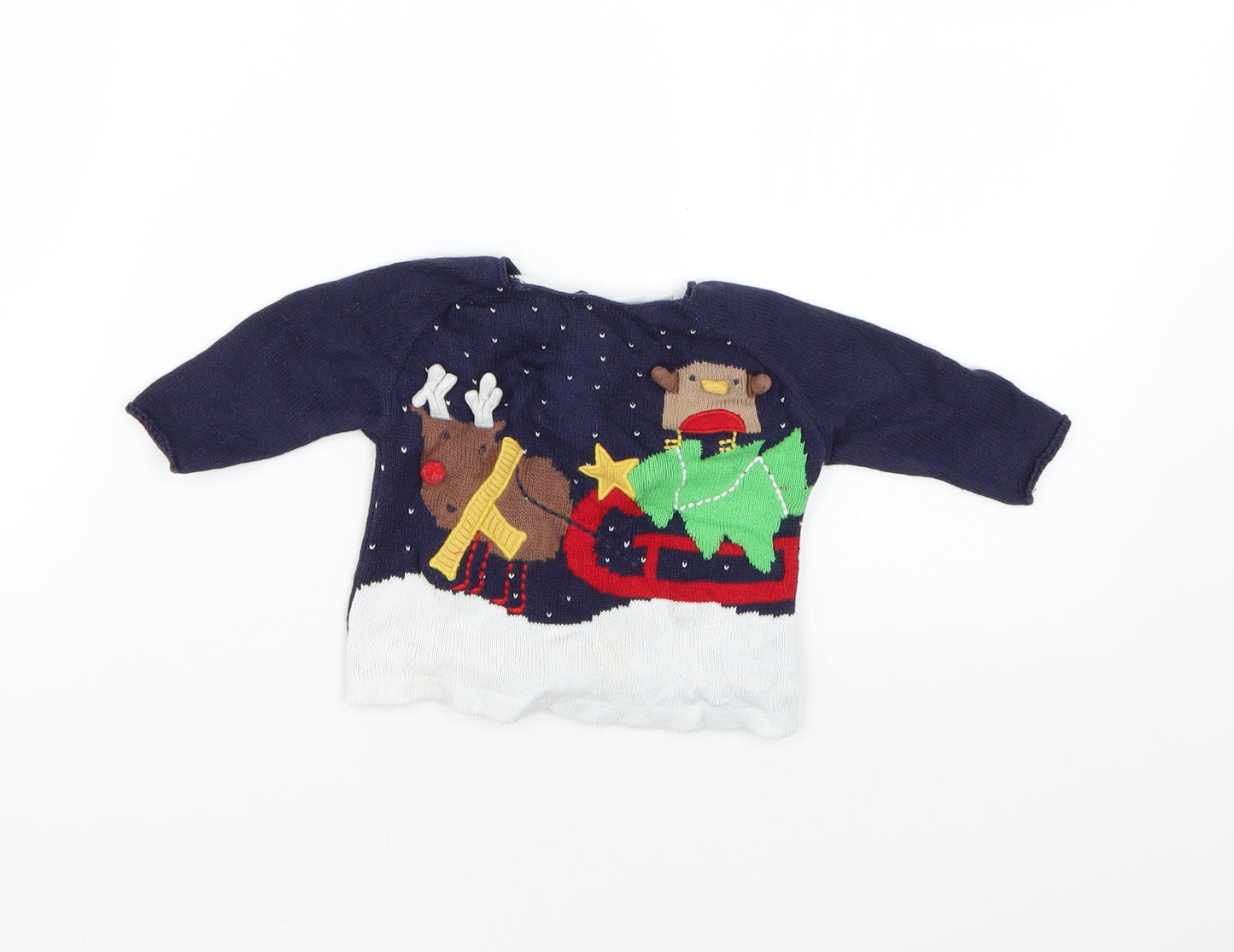 NEXT Baby Blue Geometric  Pullover Jumper Size 0-3 Months  - Christmas