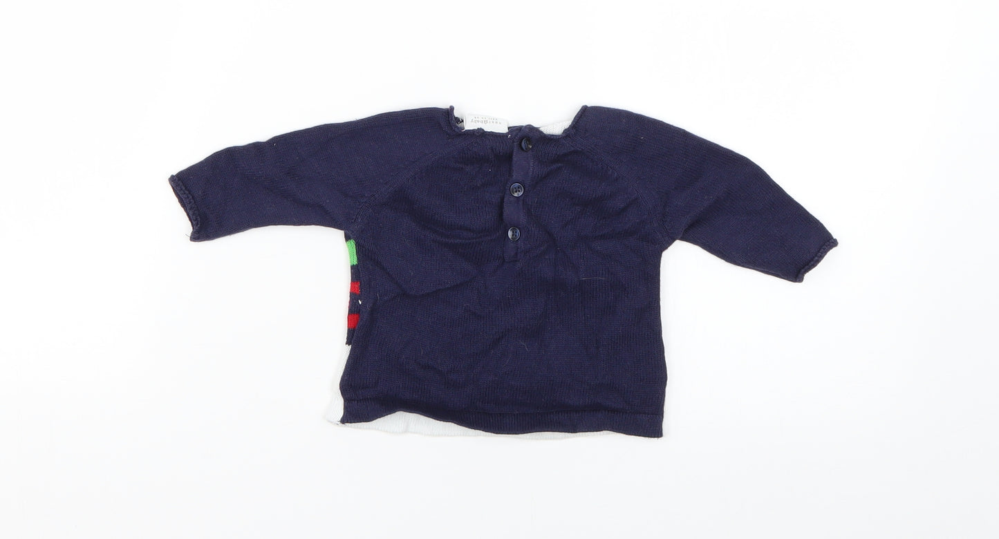 NEXT Baby Blue Geometric  Pullover Jumper Size 0-3 Months  - Christmas