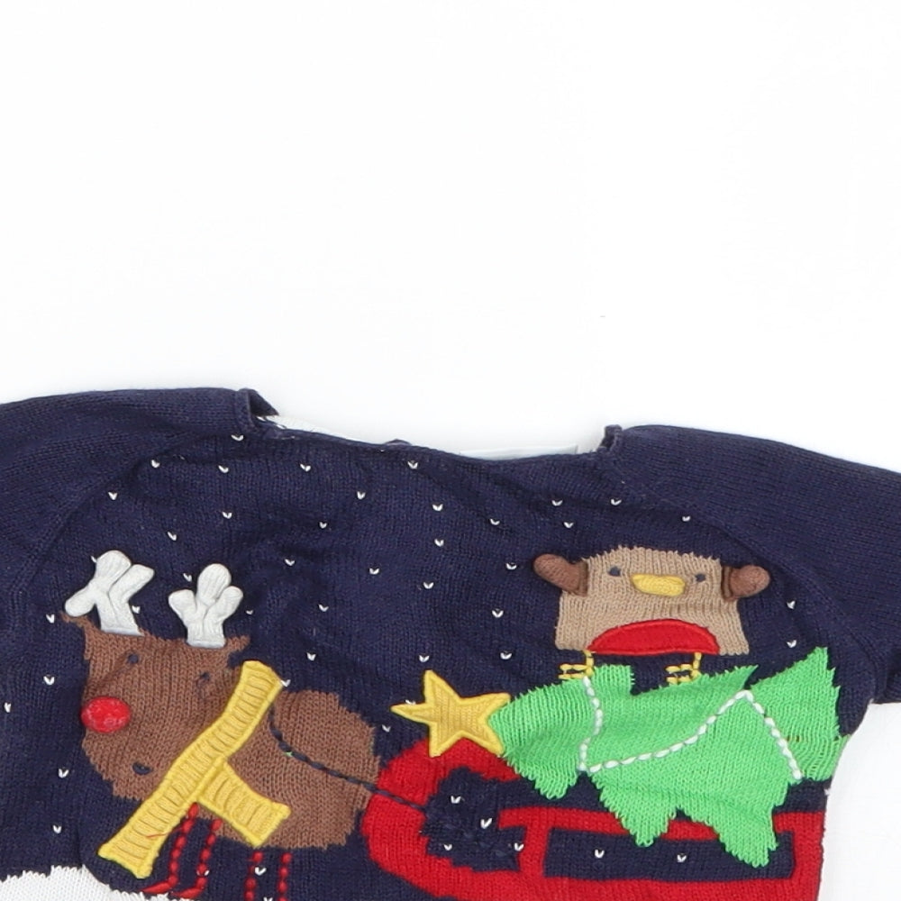 NEXT Baby Blue Geometric  Pullover Jumper Size 0-3 Months  - Christmas
