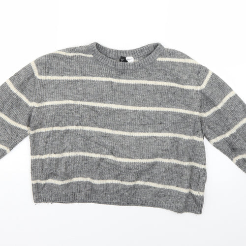 H&M Womens Grey Striped  Pullover Jumper Size M