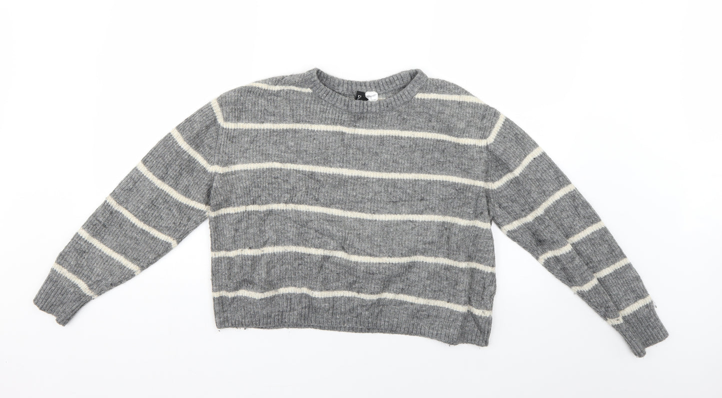 H&M Womens Grey Striped  Pullover Jumper Size M