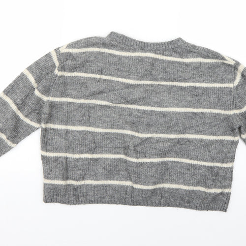H&M Womens Grey Striped  Pullover Jumper Size M