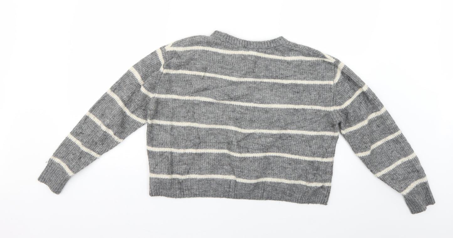 H&M Womens Grey Striped  Pullover Jumper Size M
