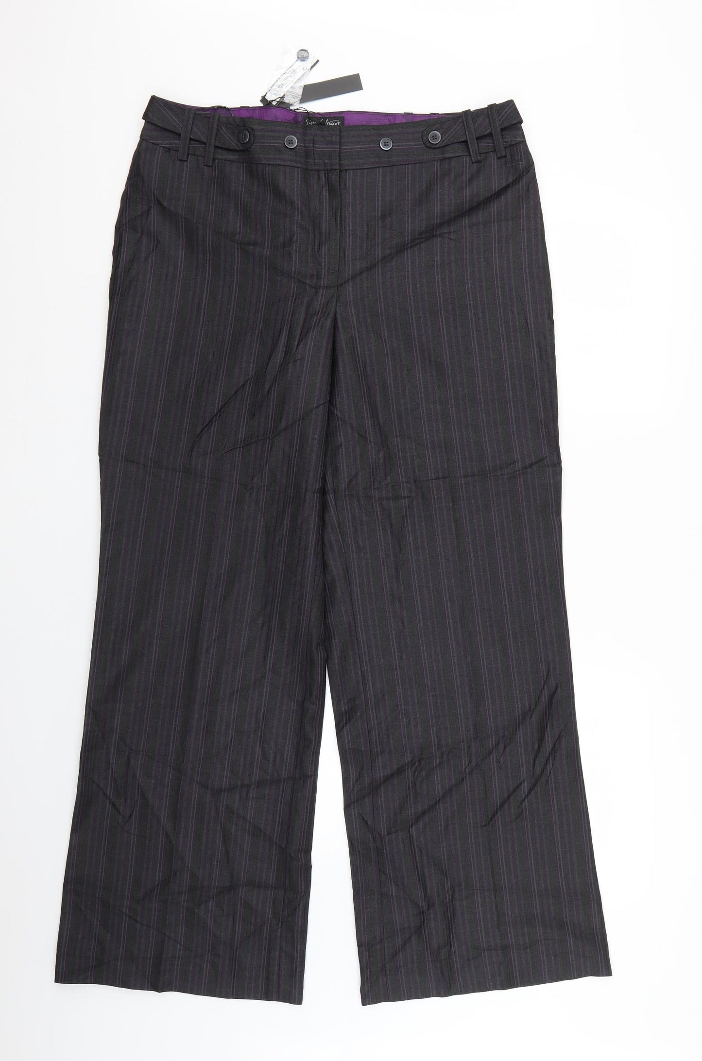 NEXT Womens Grey Striped  Trousers  Size 14 L31 in