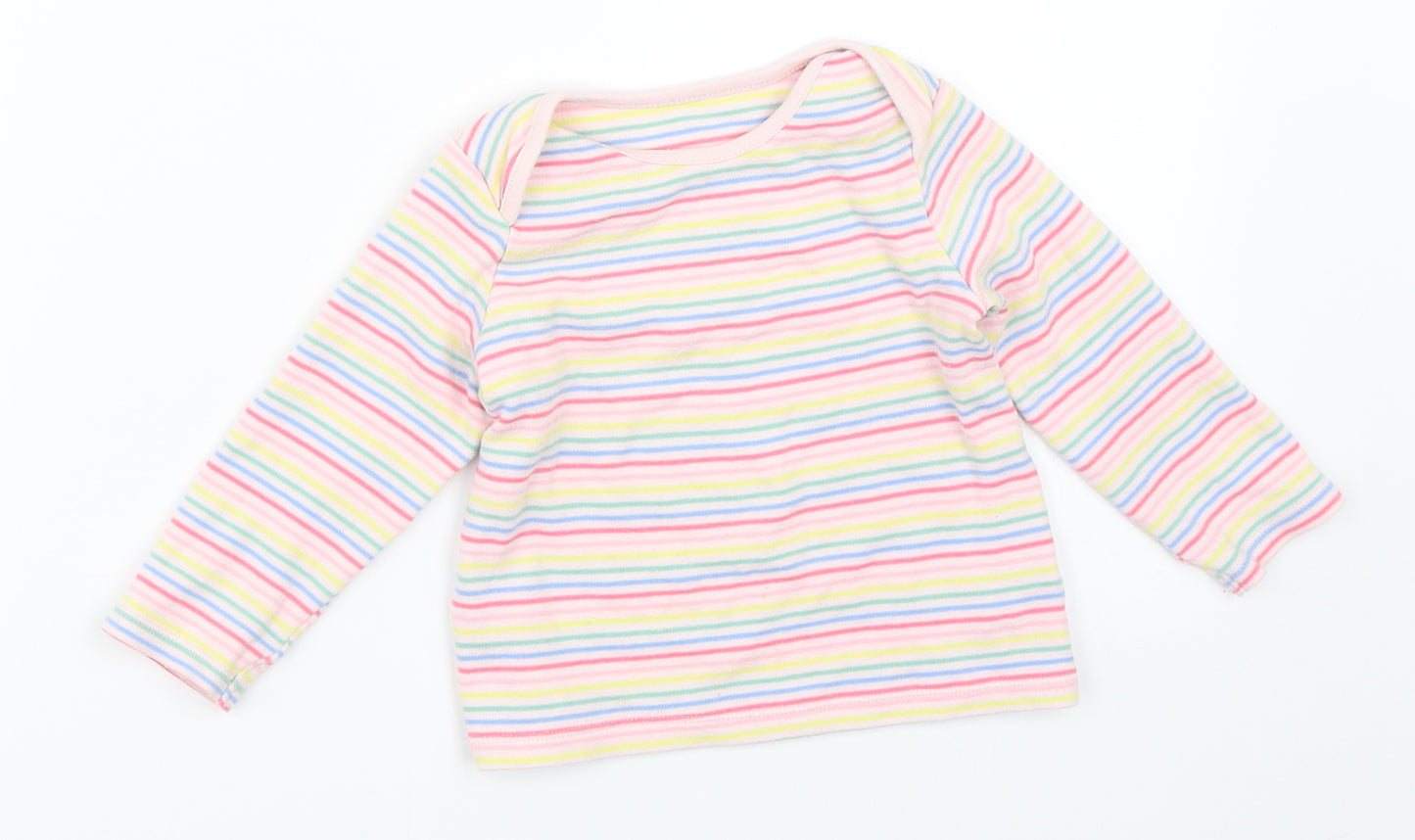 F&F Girls Pink Striped  Basic T-Shirt Size 12-18 Months