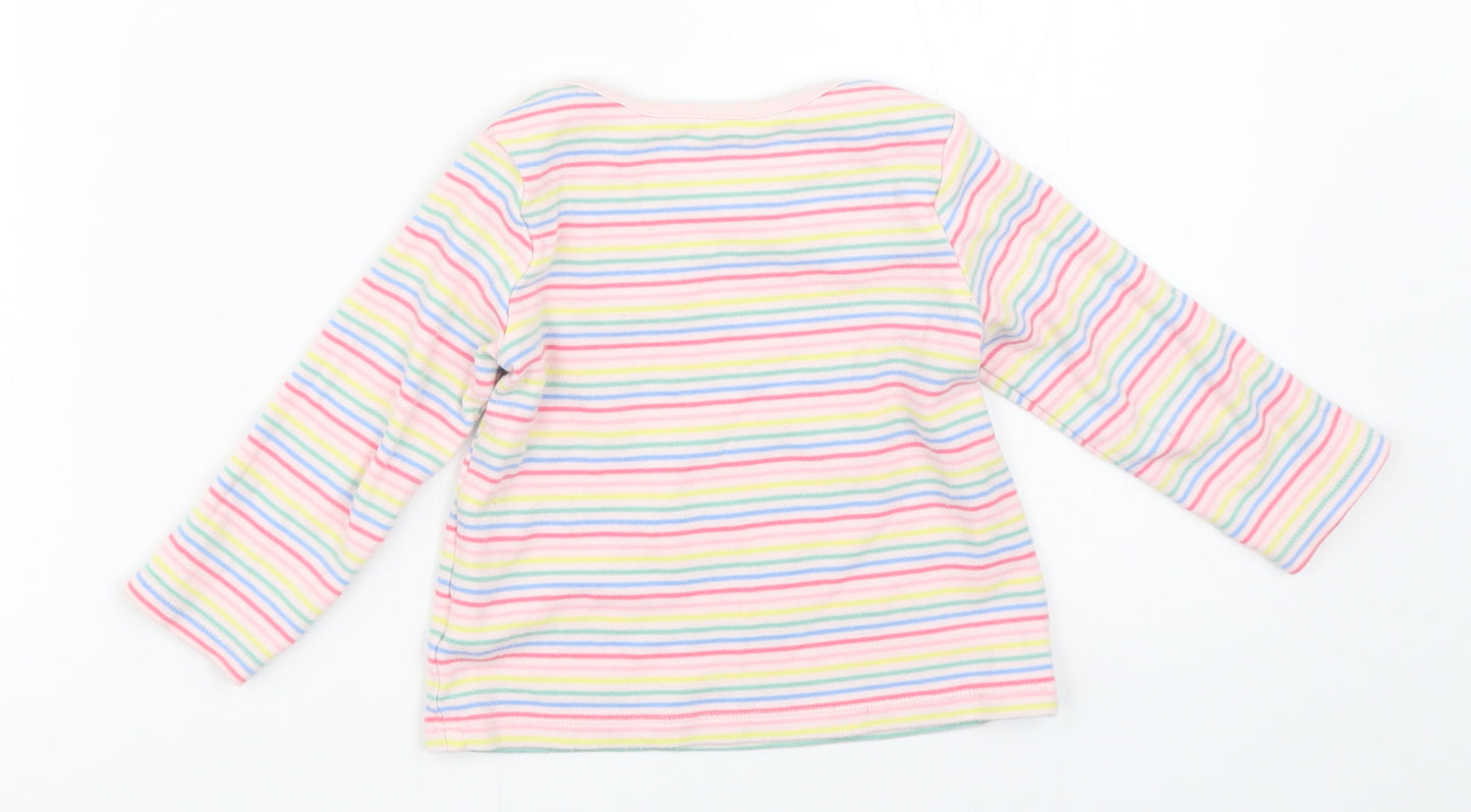 F&F Girls Pink Striped  Basic T-Shirt Size 12-18 Months
