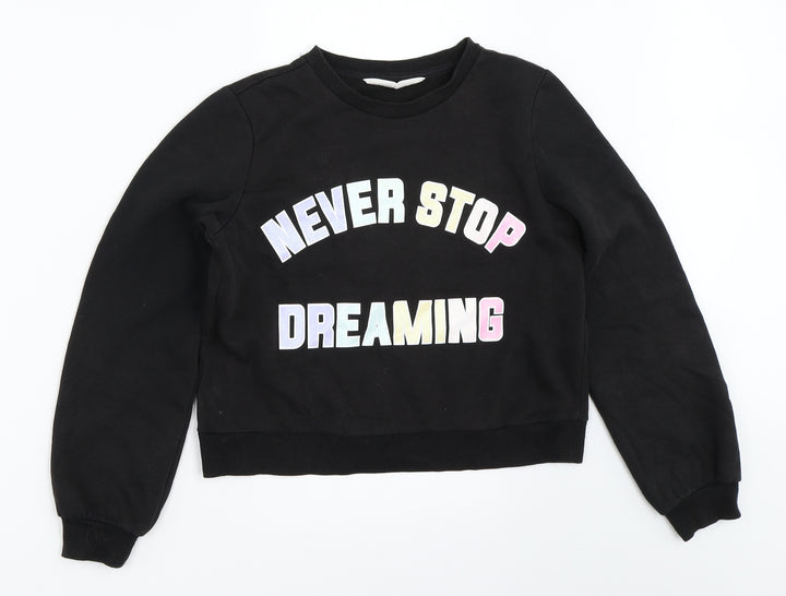 H&M Girls Black   Pullover Sweatshirt Size 11-12 Years