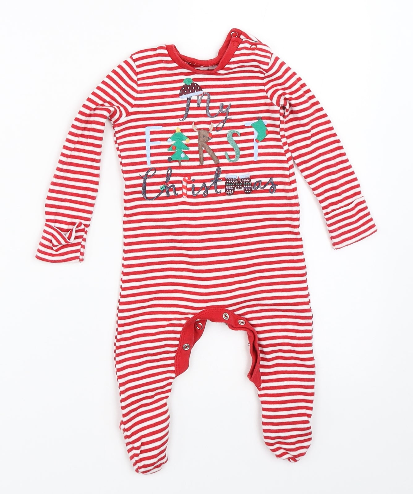 F&F Baby Red Striped  Babygrow One-Piece Size 3-6 Months  - christmas