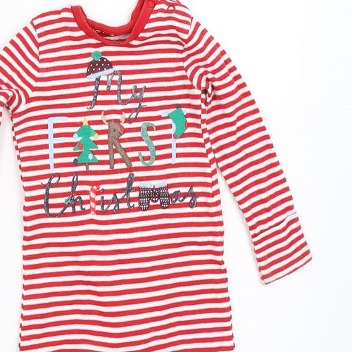 F&F Baby Red Striped  Babygrow One-Piece Size 3-6 Months  - christmas