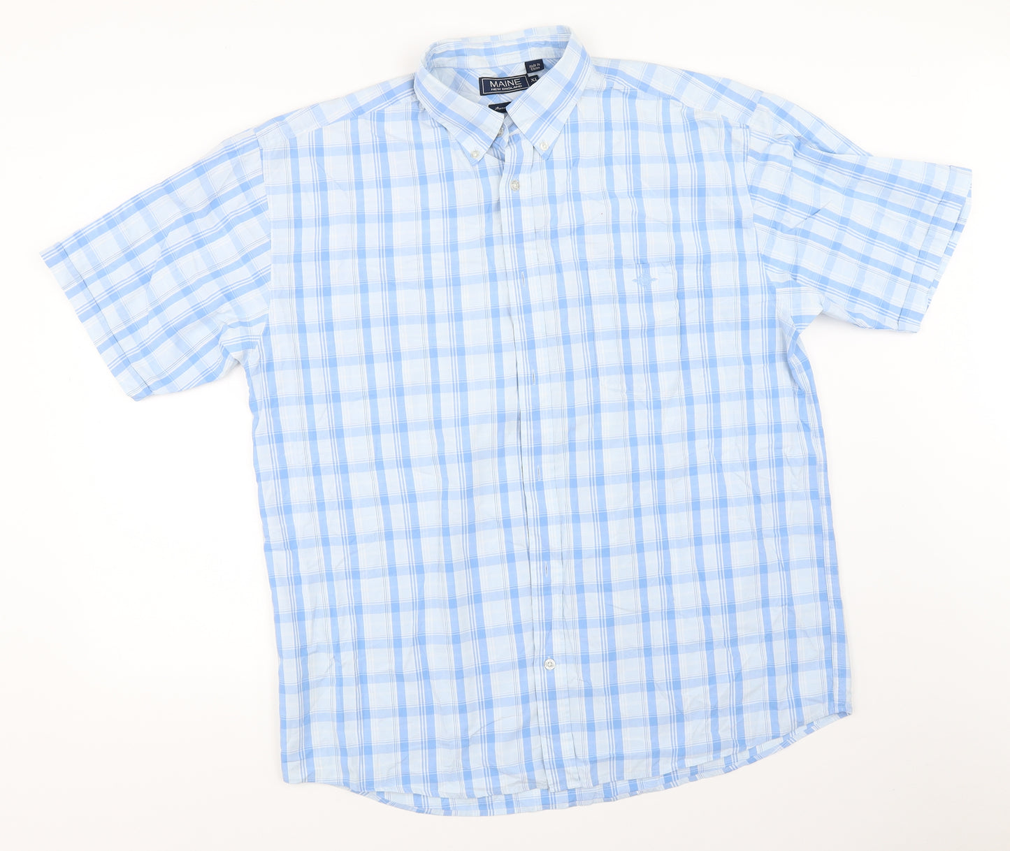 Maine New England Mens Blue Check   Button-Up Size XL