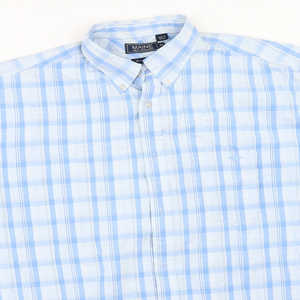 Maine New England Mens Blue Check   Button-Up Size XL