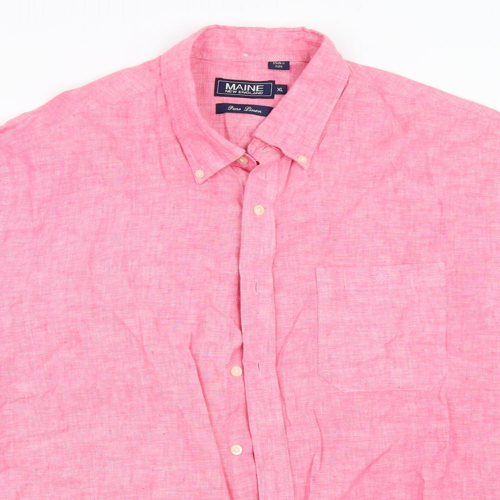 Maine New England Mens Pink    Button-Up Size XL