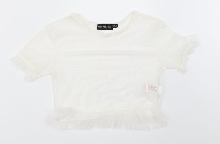 PRETTYLITTLETHING Womens White Cropped Blouse Size 6