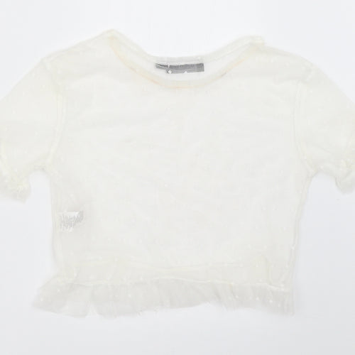 PRETTYLITTLETHING Womens White   Cropped Blouse Size 6