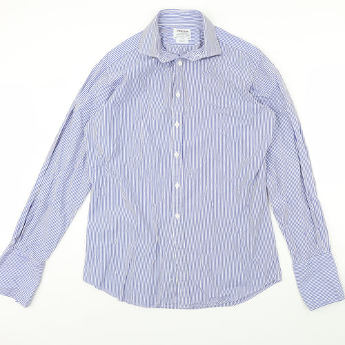T.m Jewin Mens Blue Striped   Dress Shirt Size 36