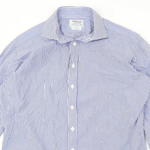 T.m Jewin Mens Blue Striped   Dress Shirt Size 36