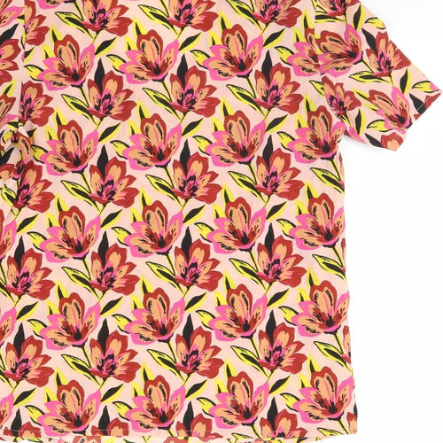 Pieces Womens Pink Floral  Basic Blouse Size M