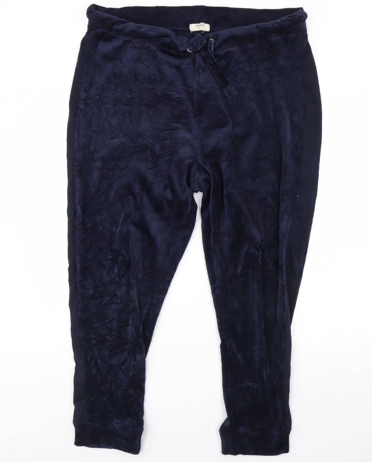 Papaya Womens Blue Solid Velour Babydoll Pyjama Pants Size XL