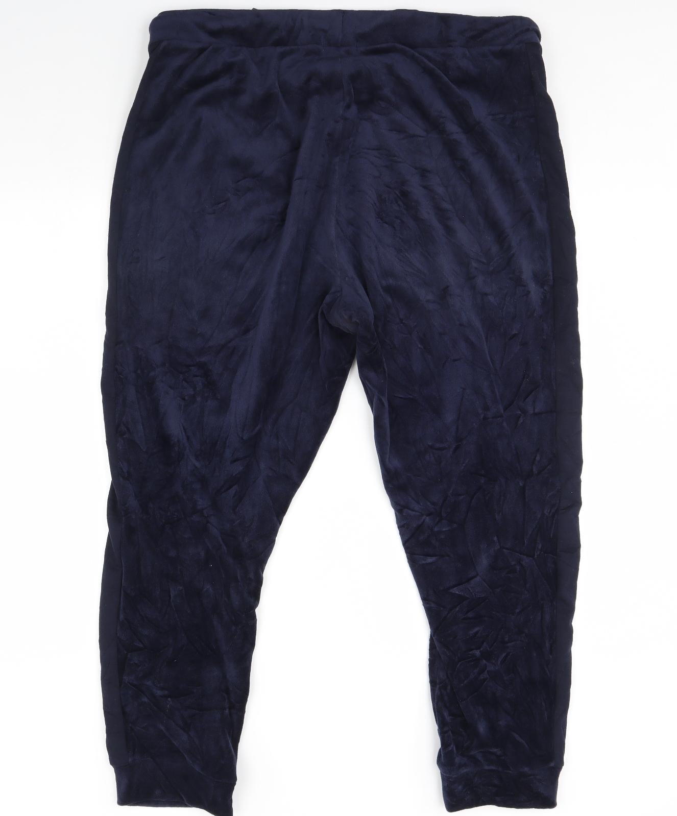 Papaya Womens Blue Solid Velour Babydoll Pyjama Pants Size XL