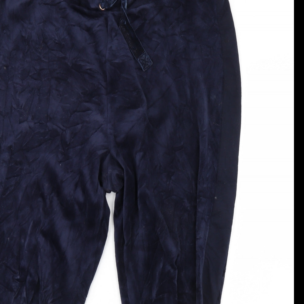 Papaya Womens Blue Solid Velour Babydoll Pyjama Pants Size XL