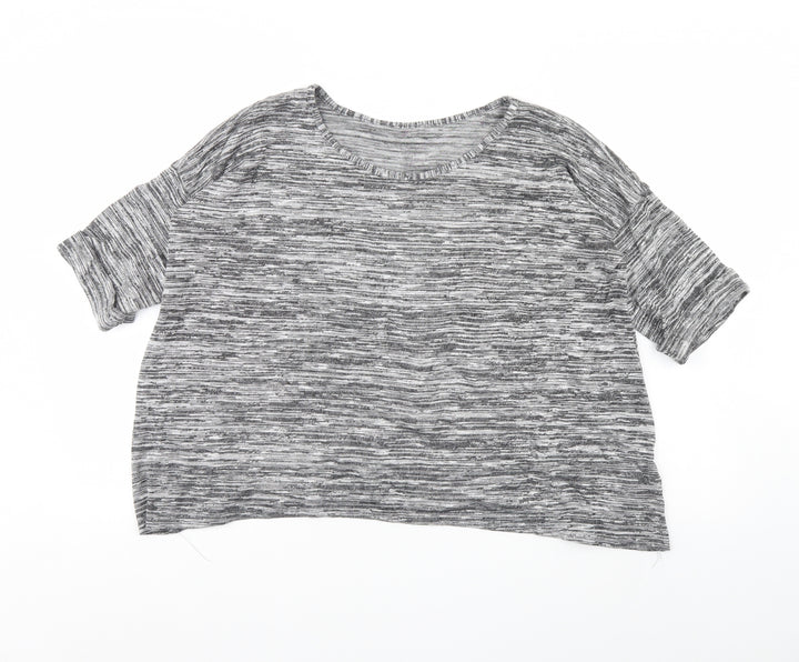 Blooming Marvellous Womens Grey Striped Cropped T-Shirt Size 10