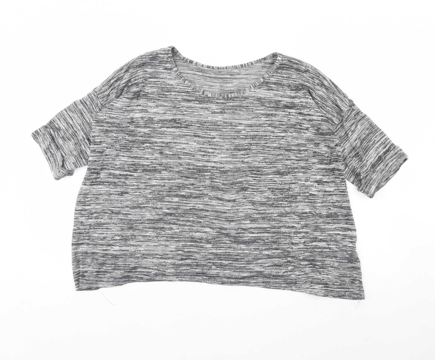 Blooming Marvellous Womens Grey Striped  Cropped T-Shirt Size 10