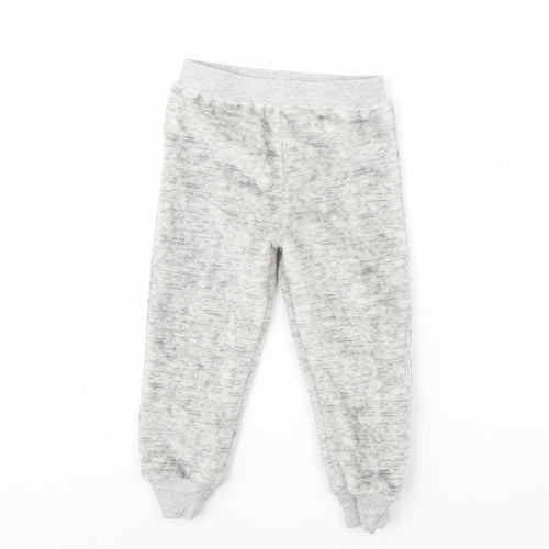 NEXT Girls Grey Solid Fleece Cami Pyjama Pants Size 2 Years