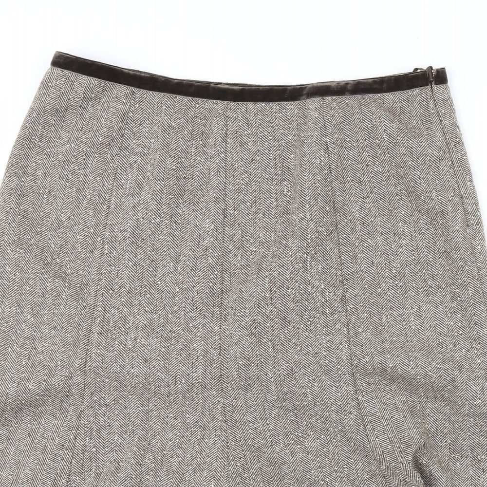 Pomodoro Womens Brown Herringbone  Flare Skirt Size 10