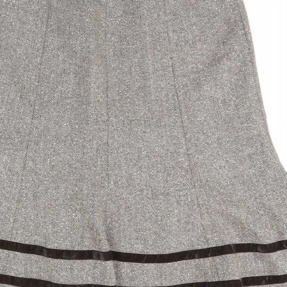 Pomodoro Womens Brown Herringbone  Flare Skirt Size 10