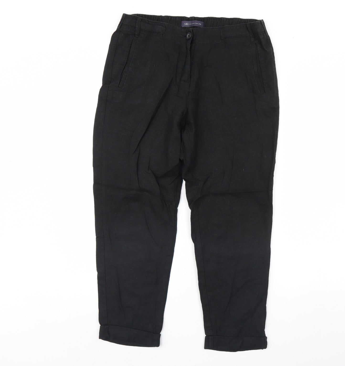 m&s Womens Black   Trousers  Size 12 L28 in