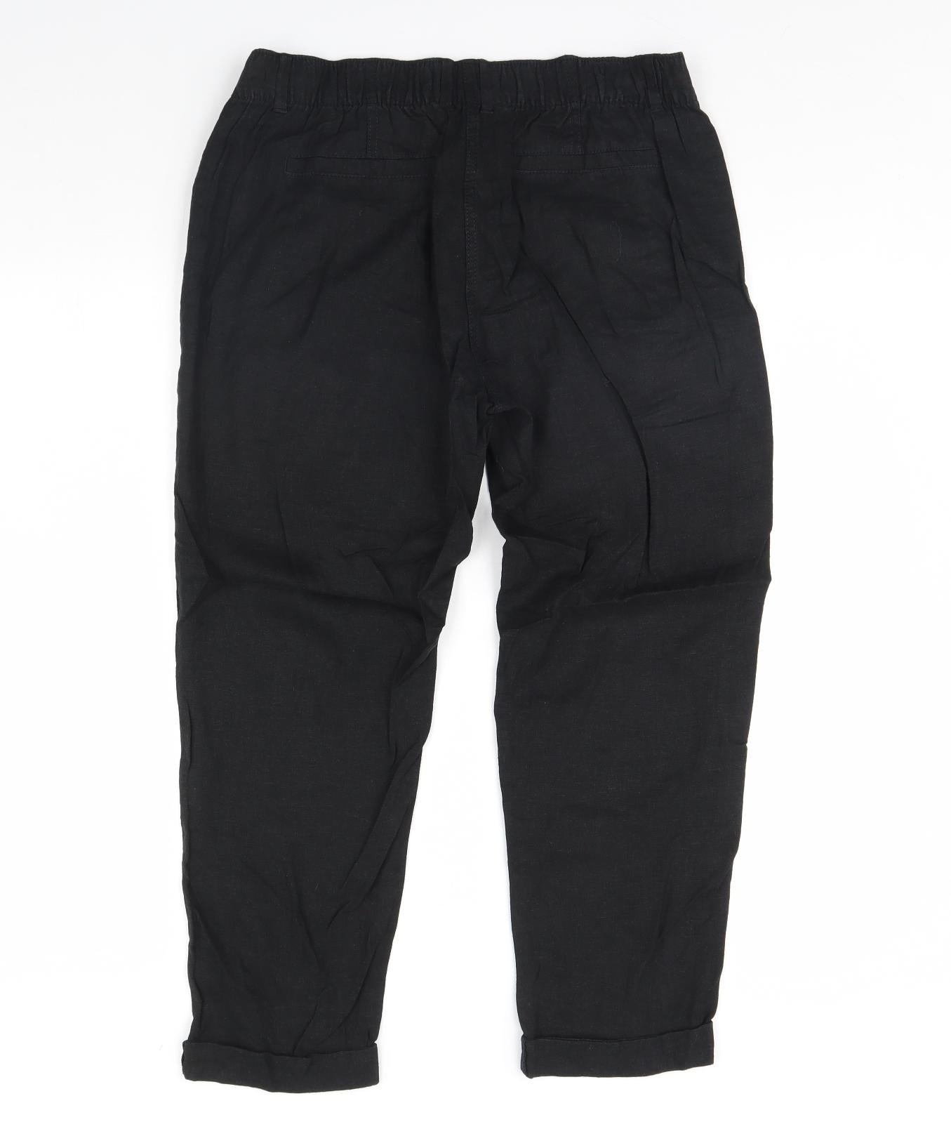 m&s Womens Black   Trousers  Size 12 L28 in
