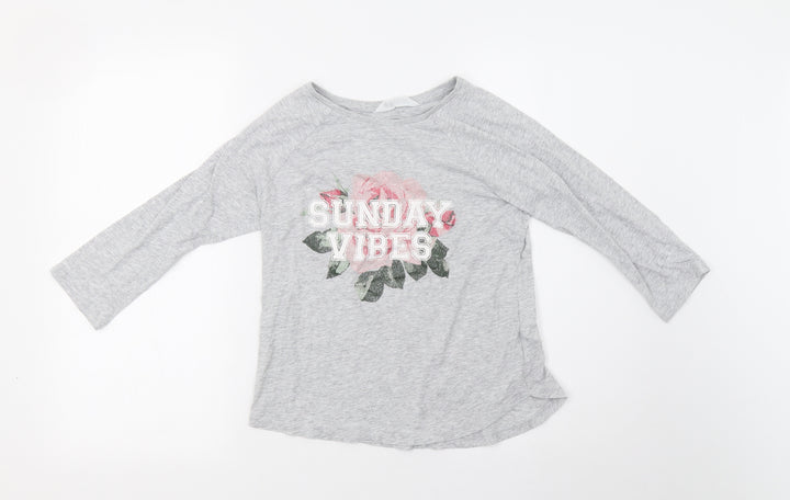 H&M Girls Grey Pyjama Top Size 8-9 Years - sunday vibes