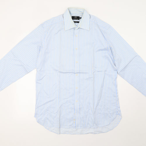 Marks and Spencer Mens Grey Striped   Button-Up Size L