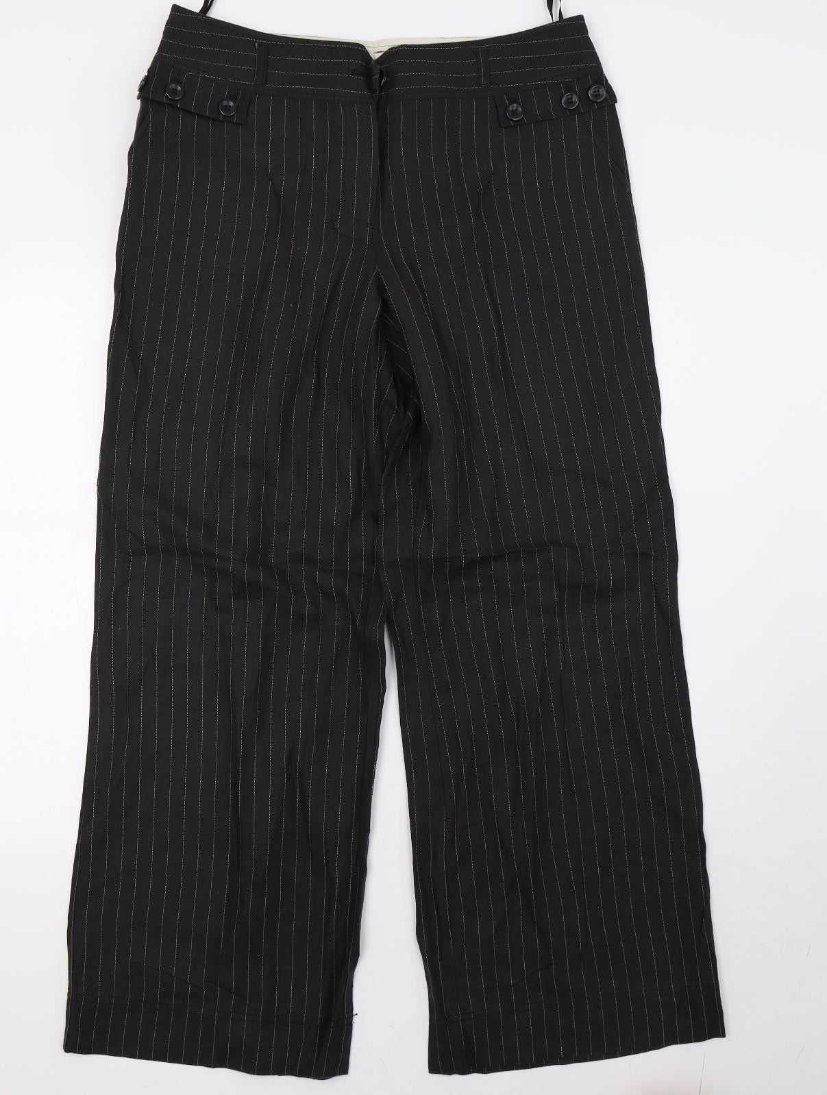 NEXT Womens Black Striped  Trousers  Size 14 L32 in