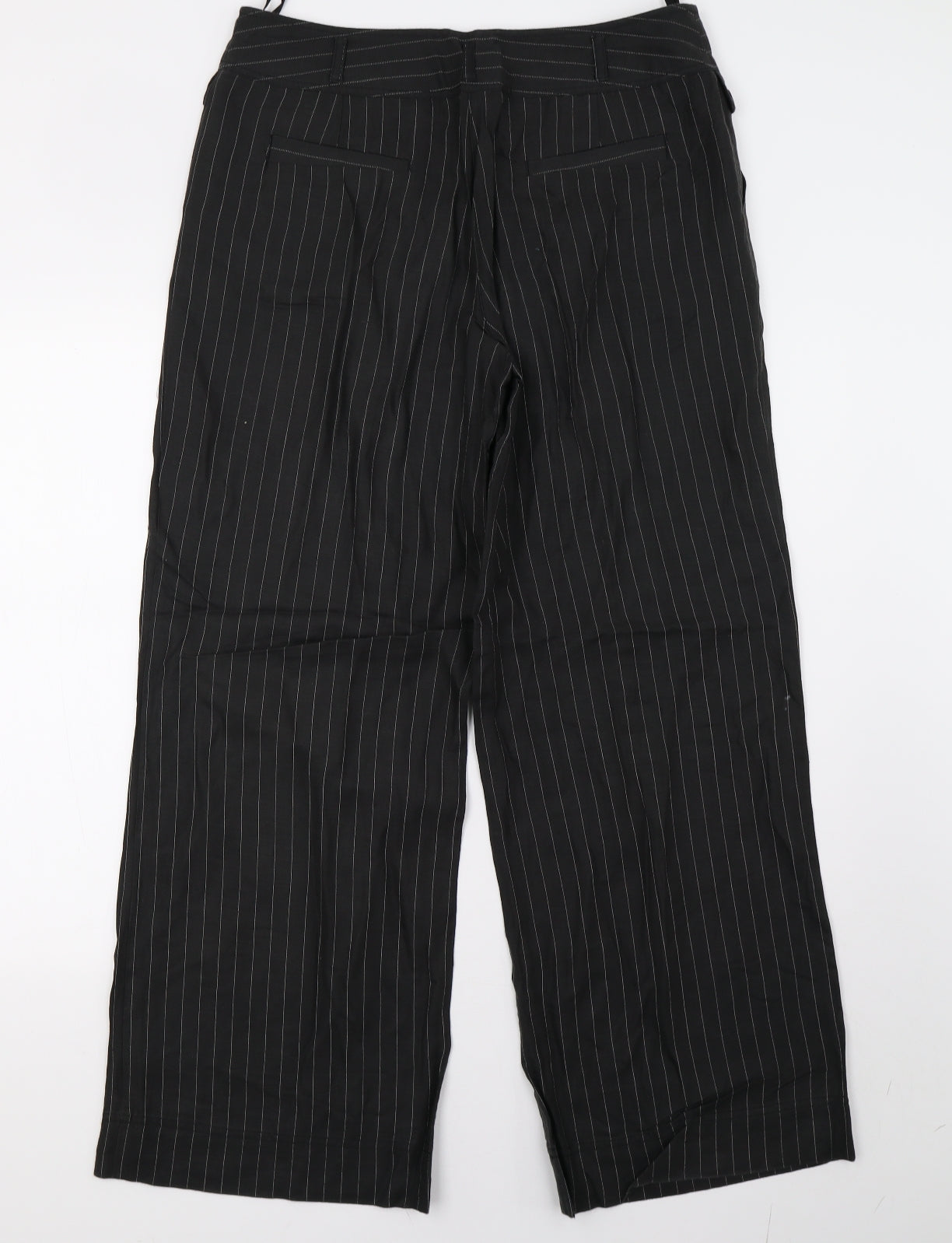 NEXT Womens Black Striped  Trousers  Size 14 L32 in
